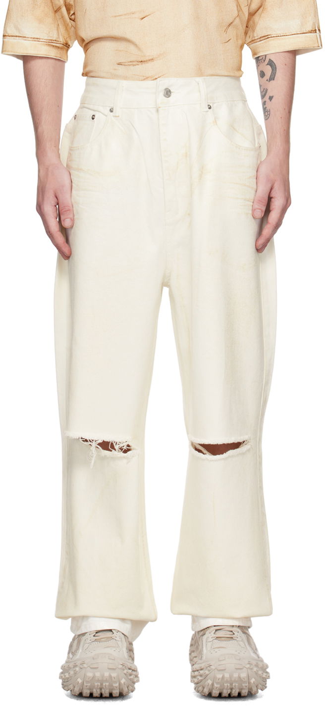 Kavbojke We11done Foil Coated Relaxed-Fit Jeans Bela | WD-DP1-23-342-M-WH