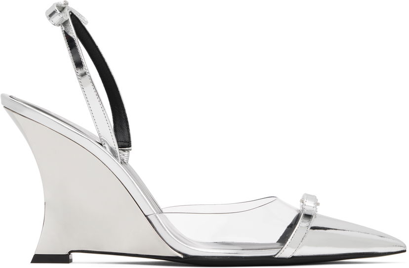 Superge in čevlji Versace Metallic Wedge Heels with Ribbon Strap Kovinski | 1016194_1A10007_2T08P