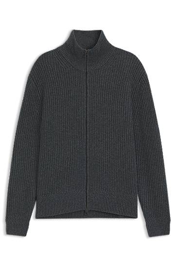 Pleteni pulover BOSS BECKHAM x BOSS Zip-Up Cardigan in Wool and Cashmere Siva | 50554340