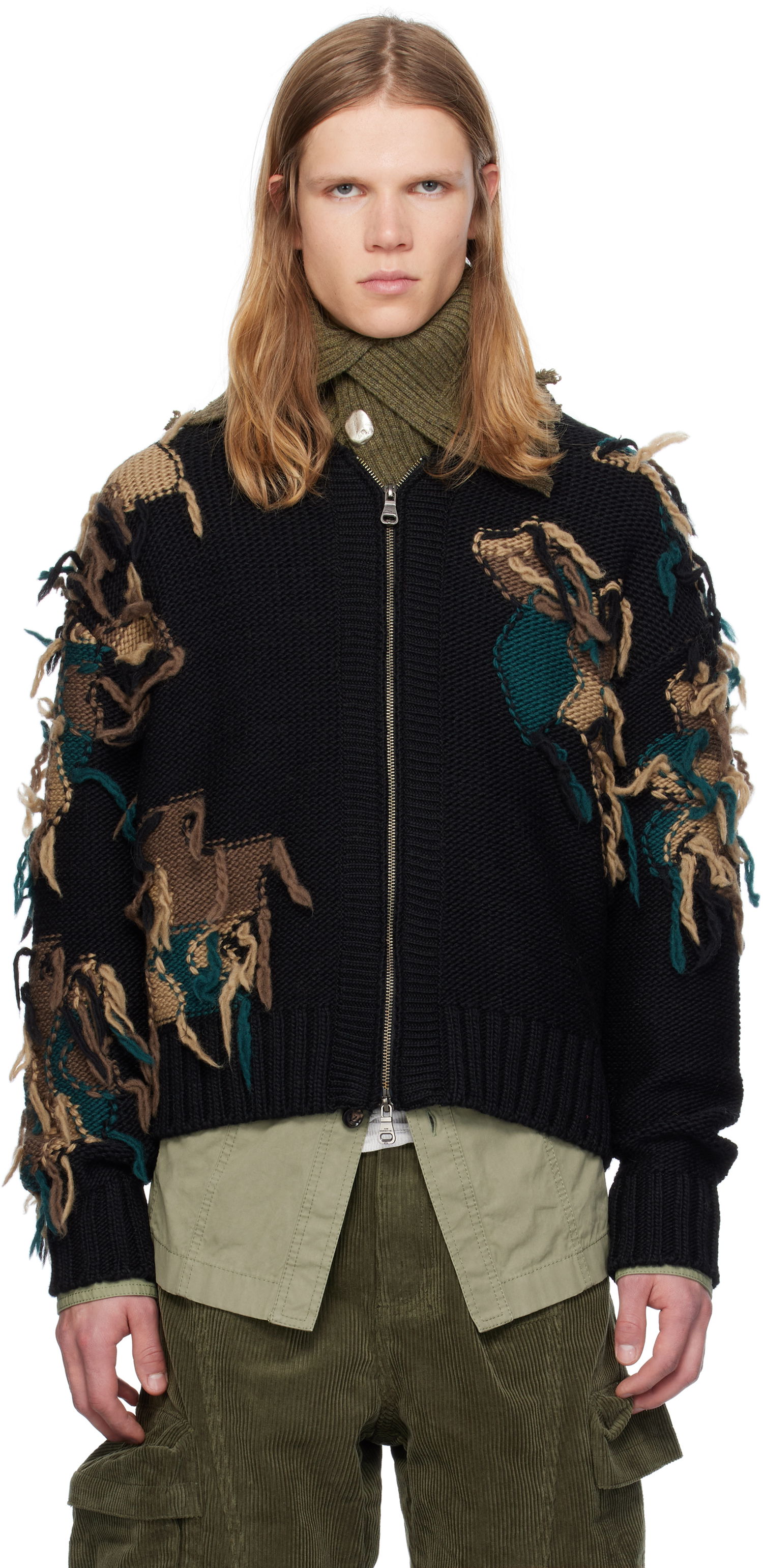Pleteni pulover Andersson Bell Zip-Up Cardigan Črna | atb1153m, 0