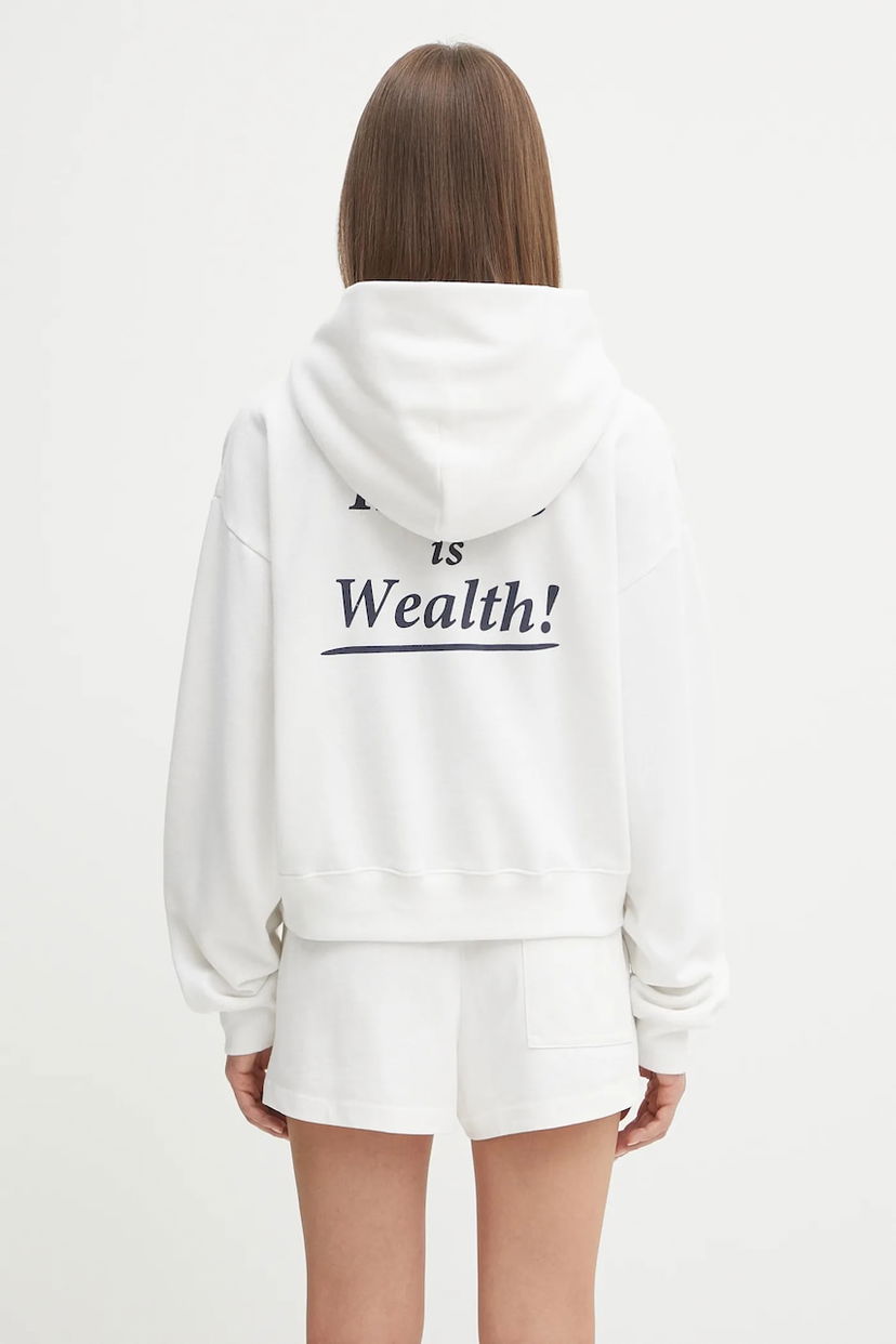 Pulover Sporty & Rich Sporty & Rich Health Is Wealth Soft Cropped Hoodie Bela | ST085625006WH01