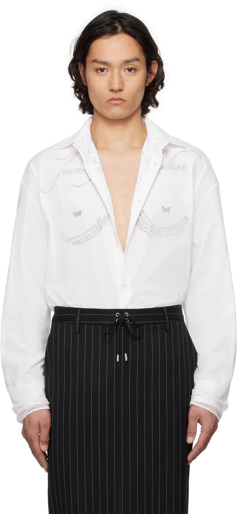 Srajce Jean Paul Gaultier Jean Paul Gaultier 'The Tattoo Poem' Shirt Bela | 25/34-U-CH093-C586-0001