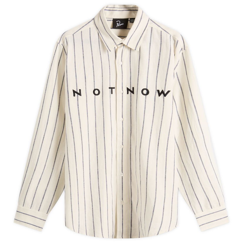 Srajce By Parra Parra Not Now Striped Shirt, Size Large Bela | 53435-WHT