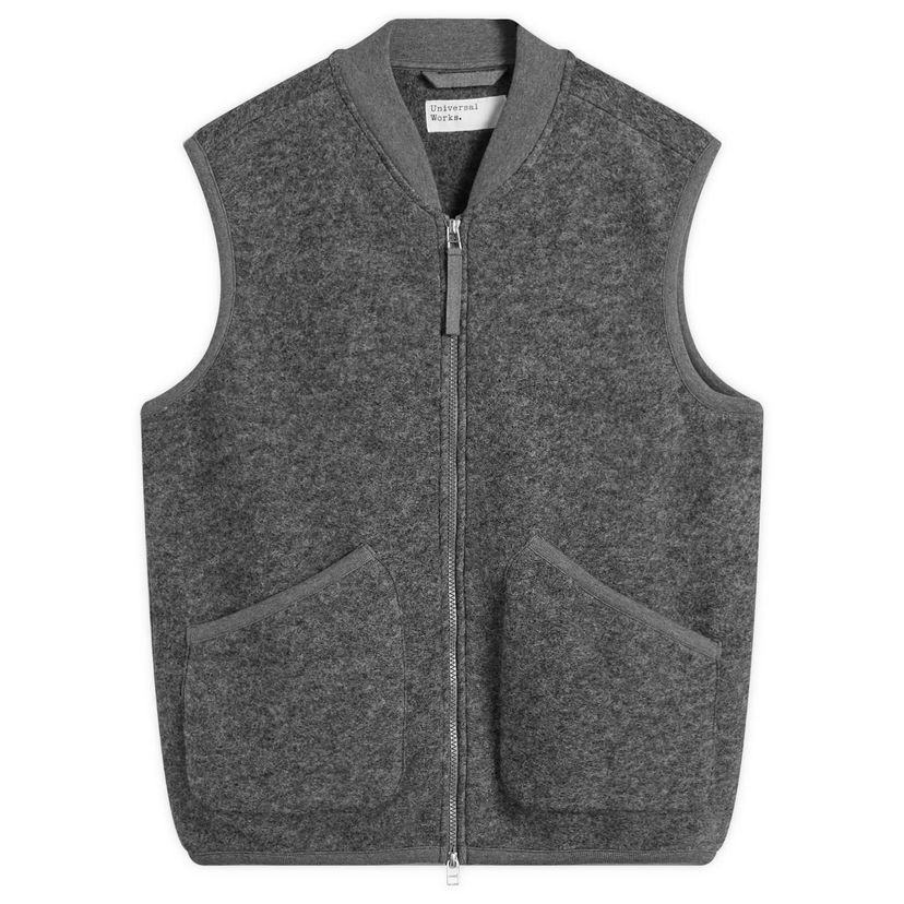 Telovnik Universal Works Wool Fleece Zip Waistcoat by Universal Works Siva | 00015-GMA