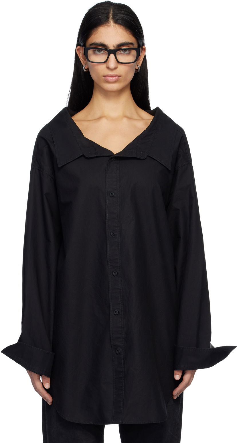 Srajce Balenciaga Off Shoulder Long Shirt Črna | 809072 TNM60
