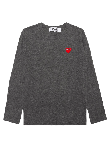 Pleteni pulover Comme des Garçons PLAY Red Heart Crewneck Siva | AZ N068 051 3