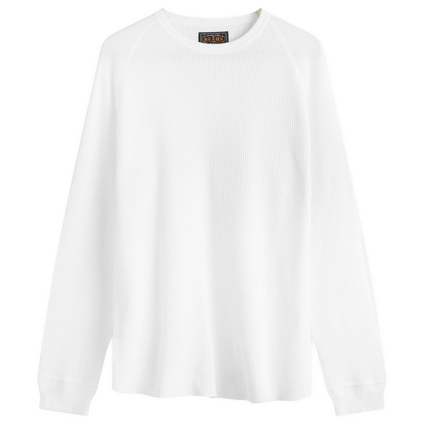 Majica BEAMS Beams Plus Long Sleeve Thermal T-Shirt, Size Large Bela | 3814-0057-156-01