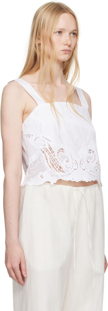 Krop-top rag & bone Rag & Bone Clem Lace-Trim Poplin Tank Top Bela | WAW25SA036LA36, 1
