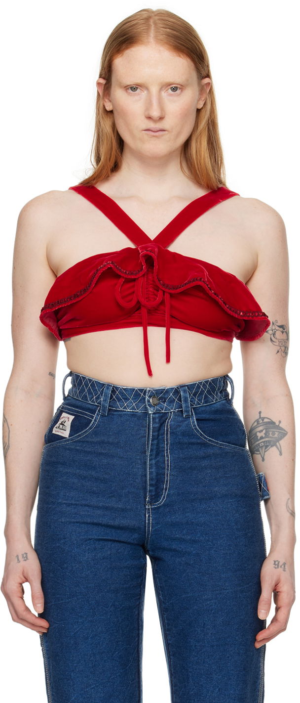 Majica brez rokavov Bode Velvet Ruffle Bra Rdeča | WRF23UP008, 0