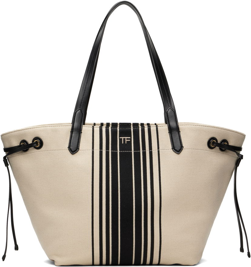 Tote bag Tom Ford TOM FORD Large Striped Tote Bež | L1876-TCN056G