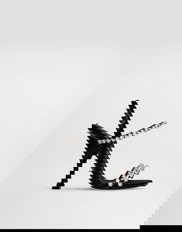 Superge in čevlji Dolce & Gabbana Dolce & Gabbana Rhinestone Chain Heeled Sandals Črna | CR1925AT3998S488, 0