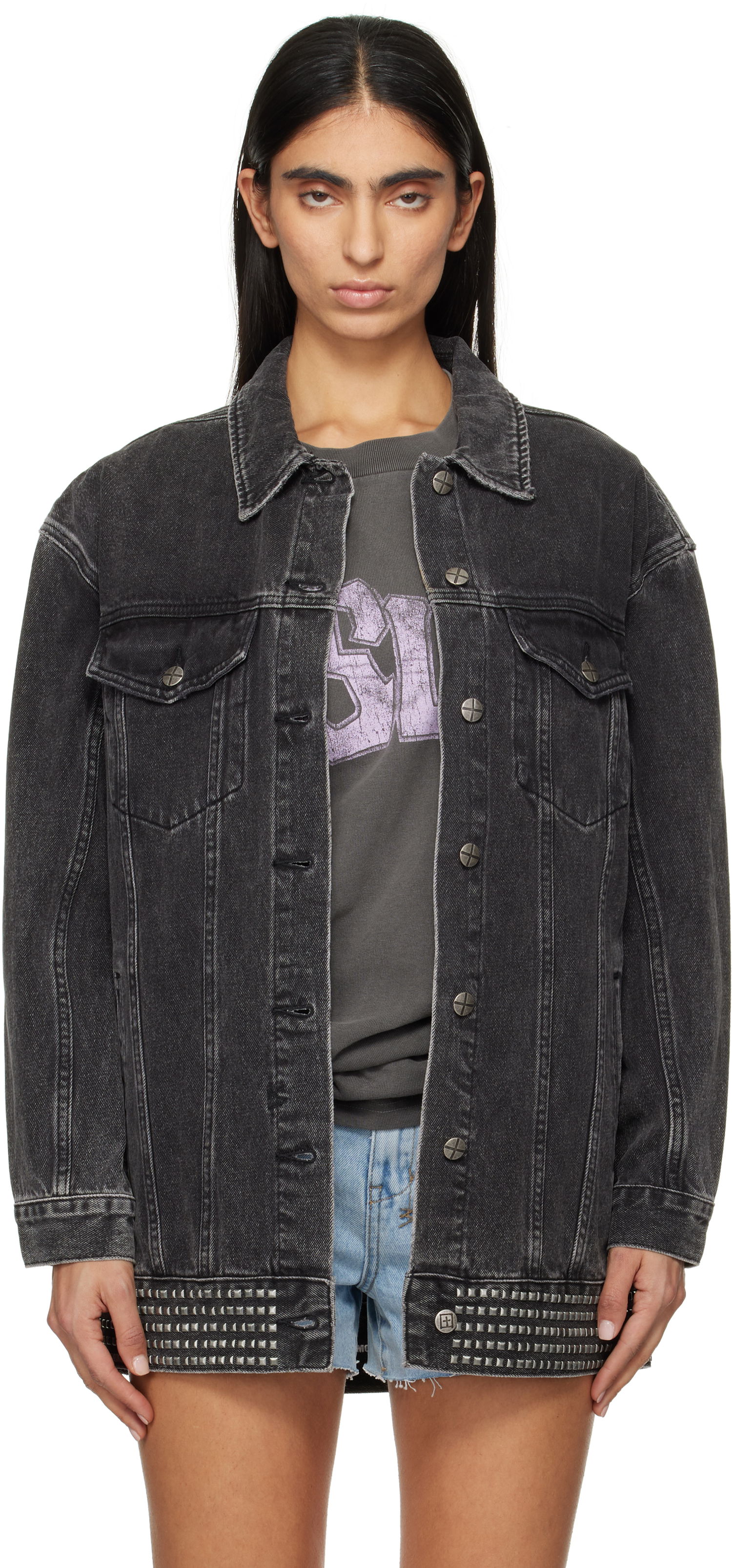 Jakna Ksubi Altar Phoenix Trucker Denim Jacket with Studs Črna | WPS25JK012, 0