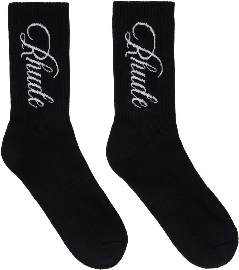 Nogavice Rhude Rhude Vertical Script Socks Črna | RHPS25SO07117