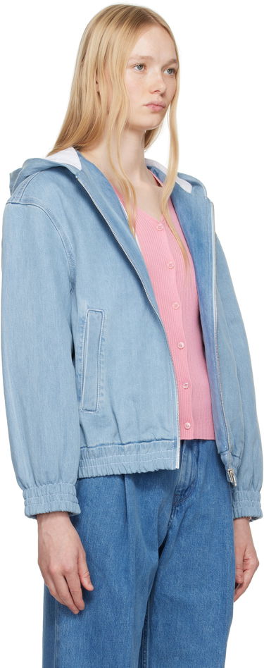 Jakna MAISON KITSUNÉ Maison Kitsuné Zipped Hooded Denim Jacket Modra | OW02103WD4010, 1
