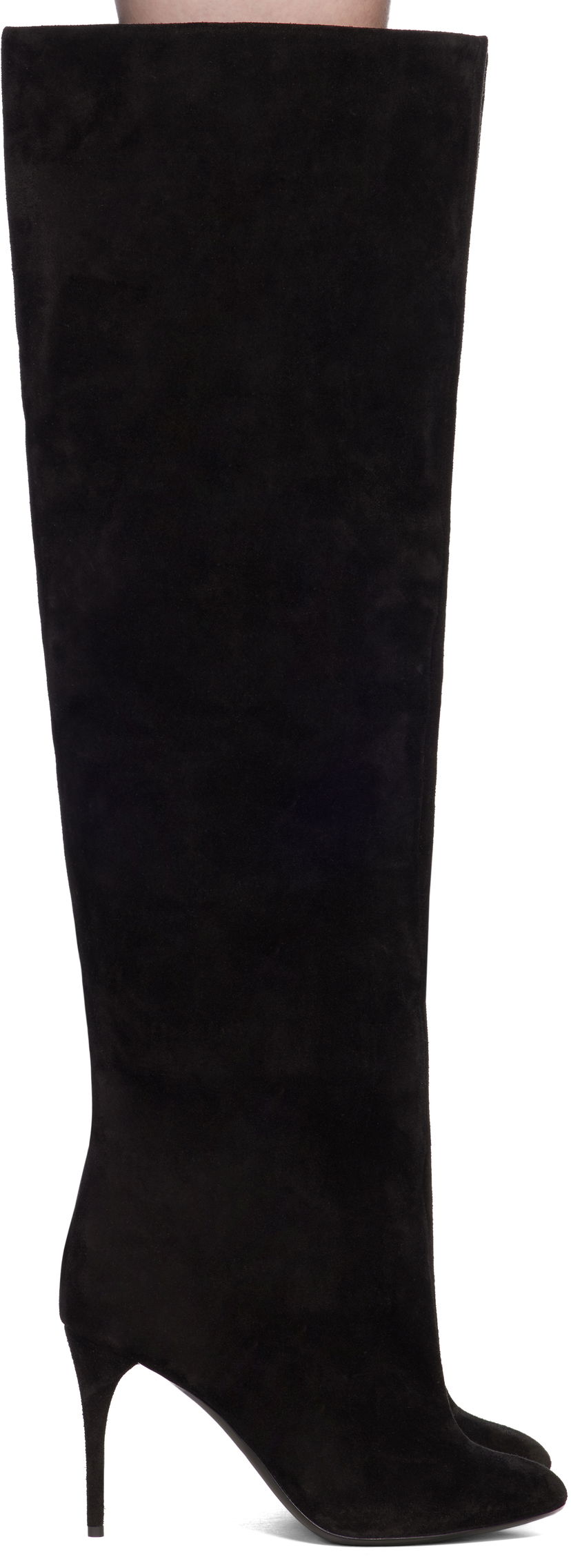 Nega čevljev Alaïa ALAÏA Suede Knee-High Boots Črna | AA3O056CK177