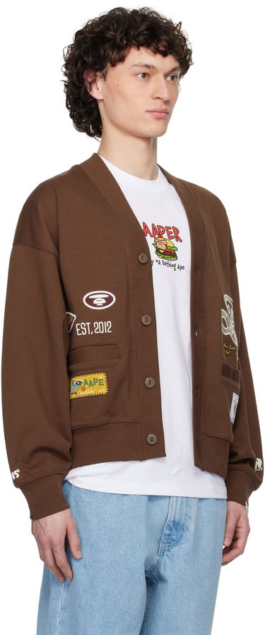 Pleteni pulover AAPE by A Bathing Ape AAPE by A Bathing Ape Main Cardigan Rjava | AAPSWMC324XXNBWX, 1