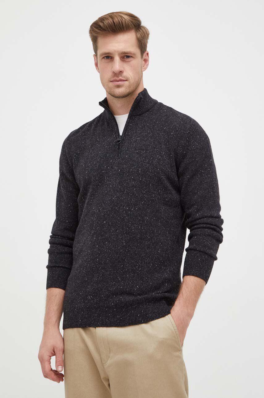 Pleteni pulover Barbour Sweater With Half Zipper Črna | MKN1187, 0