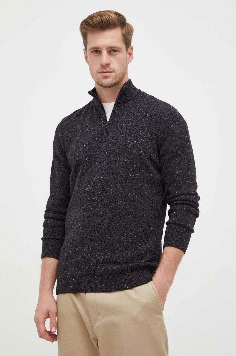 Pleteni pulover Barbour Sweater With Half Zipper Črna | MKN1187