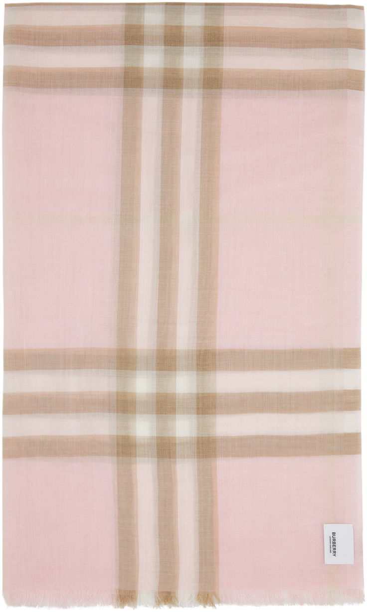 Šala Burberry Gauze Giant Check Scarf Pink Roza | 8019462