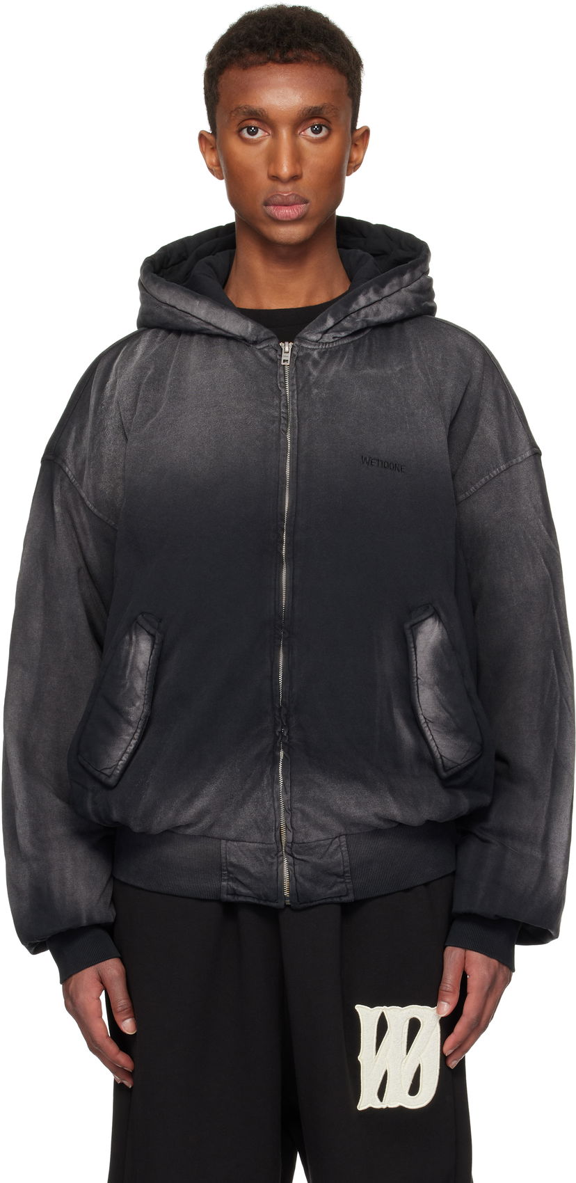 Bomber jakna We11done We11done Bomber Zip-Up Hoodie Črna | WD-TJ3-24-836-U-BK