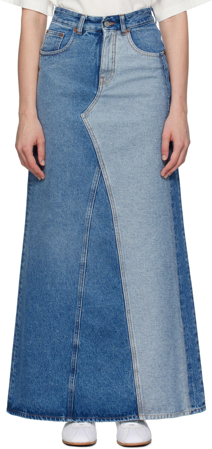 Krila Maison Margiela MM6 Maison Margiela Faded Denim Maxi Skirt Modra | S52MI0025 M30018
