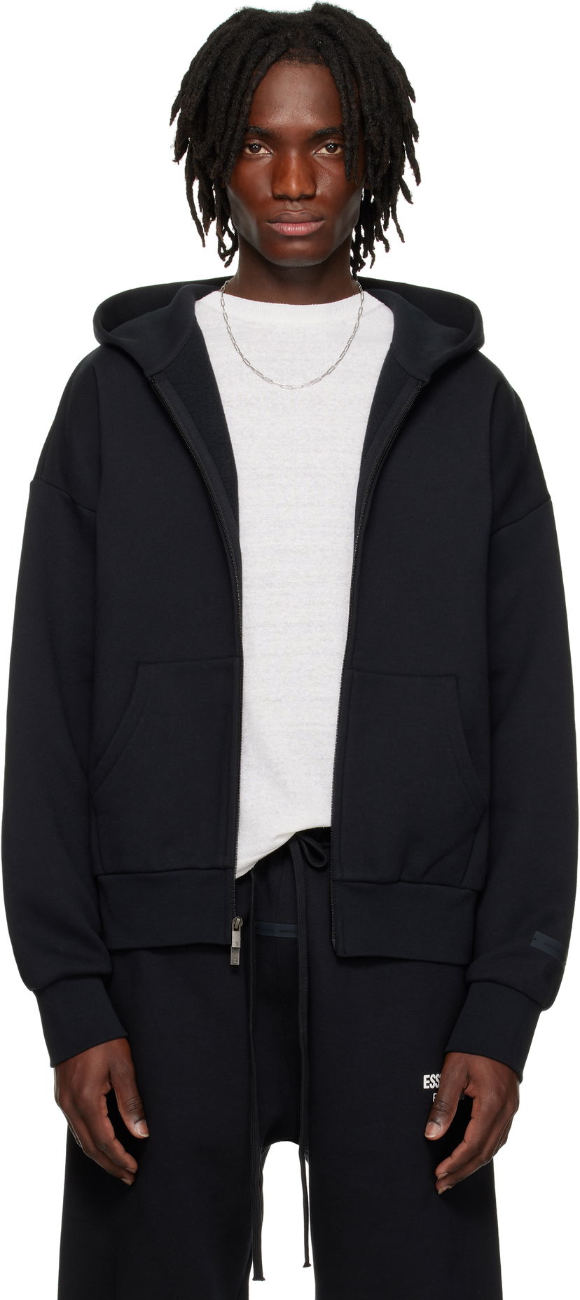 Pulover Fear of God ESSENTIALS Classic Full Zip-Up Hoodie Črna | 192AS254780F