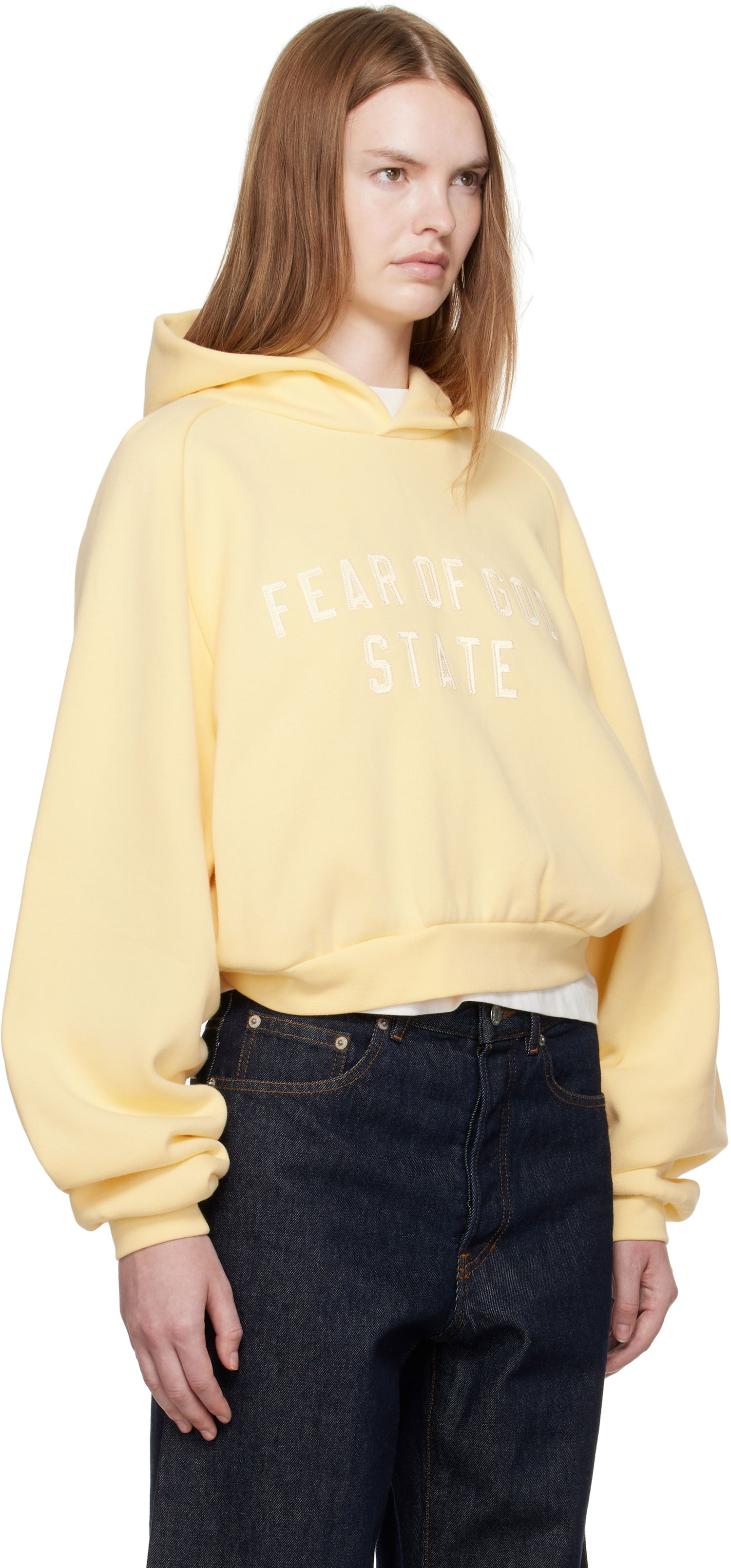 Pulover Fear of God Fear of God ESSENTIALS Cropped Fleece Raglan Hoodie Rumena | 192SP257828FW, 1