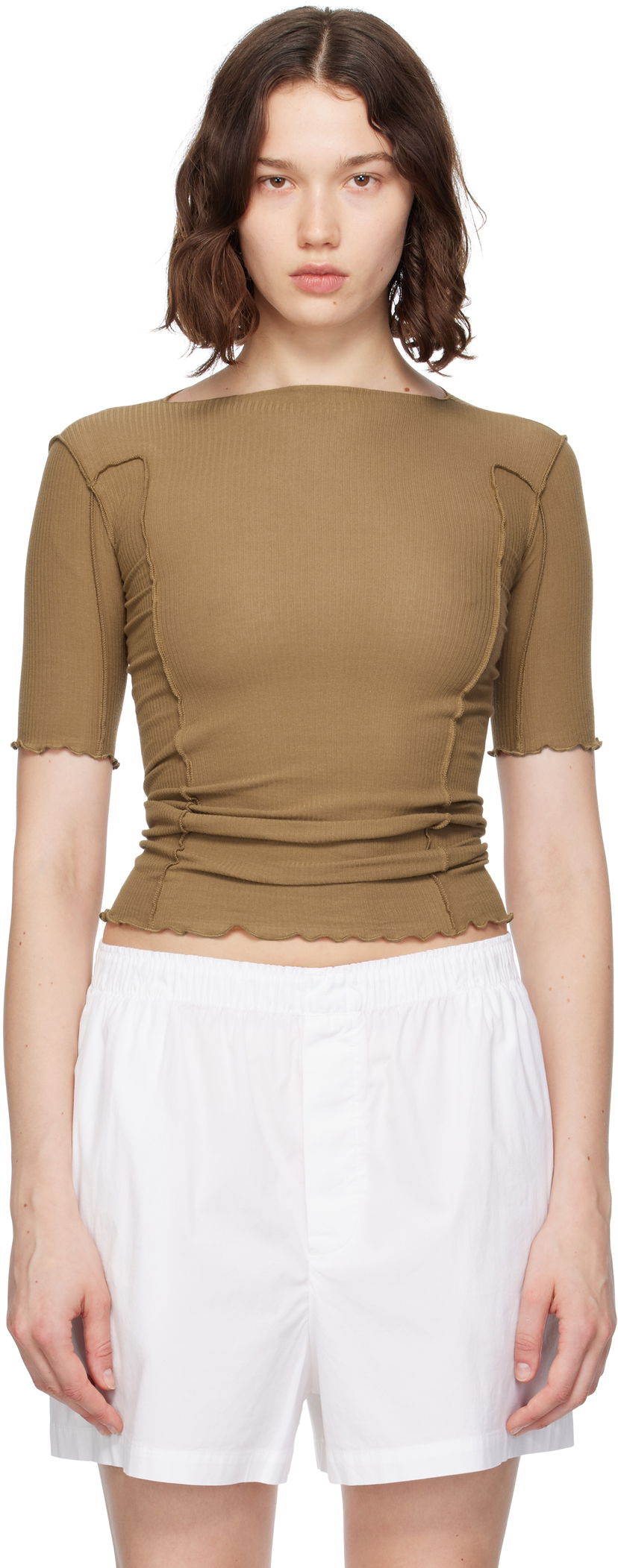Majica Baserange Baserange Omato 3/4 Sleeve T-Shirt Rjava | TTO3-RB-SU25