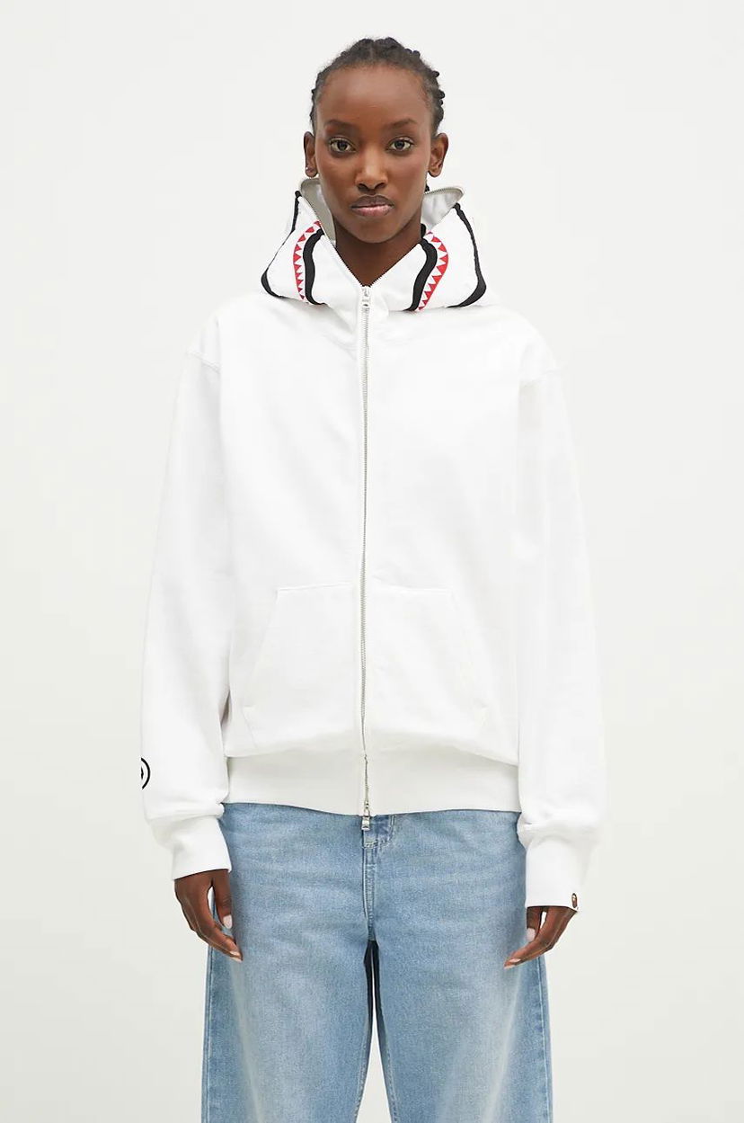 Pulover BAPE Shark Full Zip Hoodie Bela | 1K80215008
