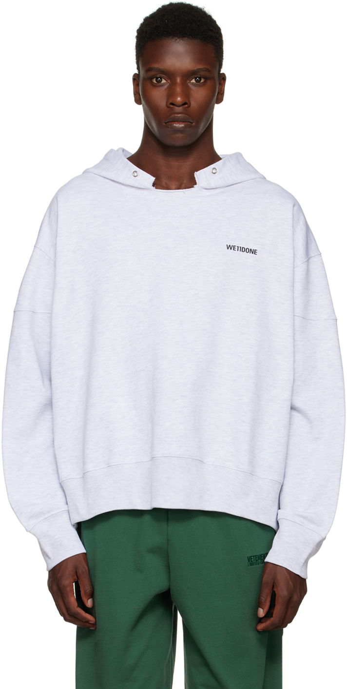 Pulover We11done We11done Raw Edge Hoodie Siva | WD-TH3-22-867-U-GY