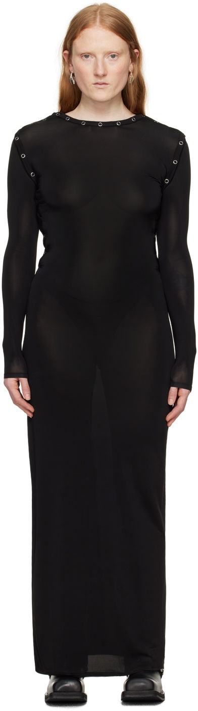 Obleke Y/PROJECT Black Snap Off Maxi Dress Črna | 104DR003