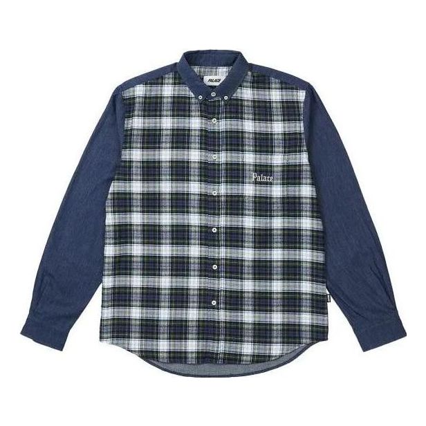Srajce Palace Check Panel Chambray Shirt Modra | PLC23005