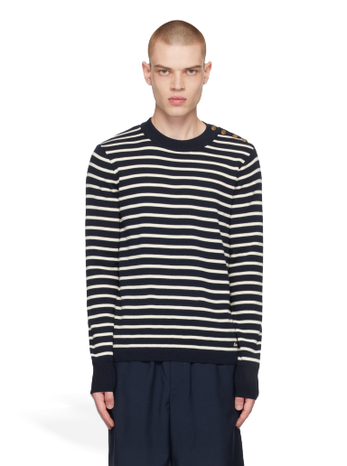 Pleteni pulover AMI Embroidered Sweater Mornarica | HKS102.KN0003