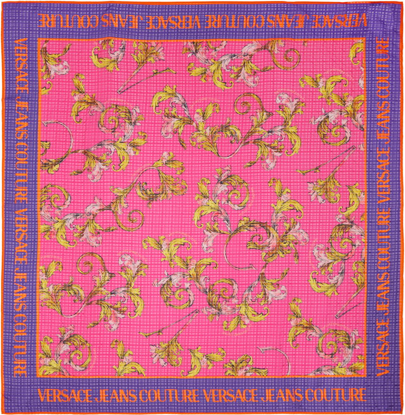 Šala Versace Versace Jeans Couture Barocco Silk Foulard Scarf Roza | E78HA7H02_EZG353