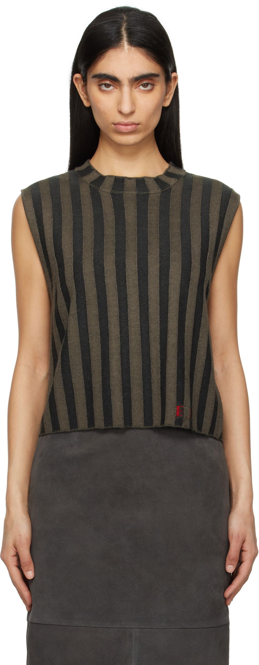 Pleteni pulover Eckhaus Latta Eckhaus Latta Striped Knit Tank Top Rjava | 8025-EL-PS25-B -