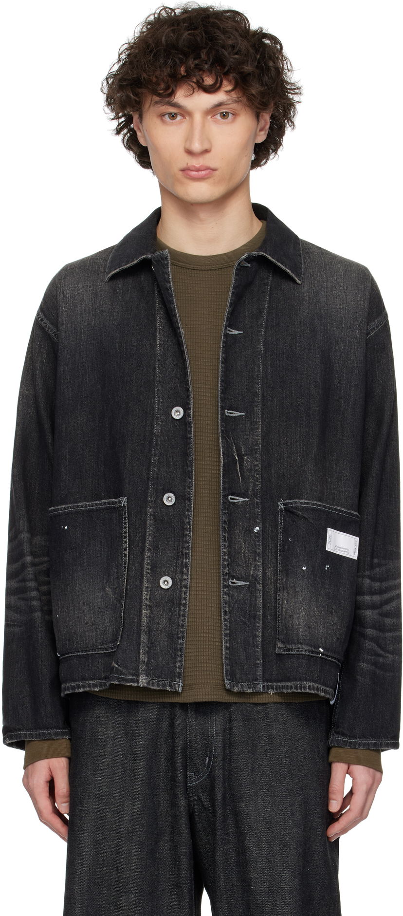 Jakna Neighborhood Neighborhood Washed Denim Coverall Jacket Črna | 251SPNH-JKM02