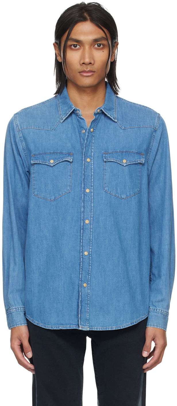Srajce Nudie Jeans George Denim Shirt Modra | 140782