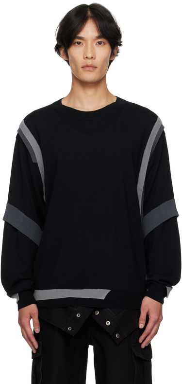 Pleteni pulover Andersson Bell Layered Crewneck Sweater Črna | atb1334m, 0