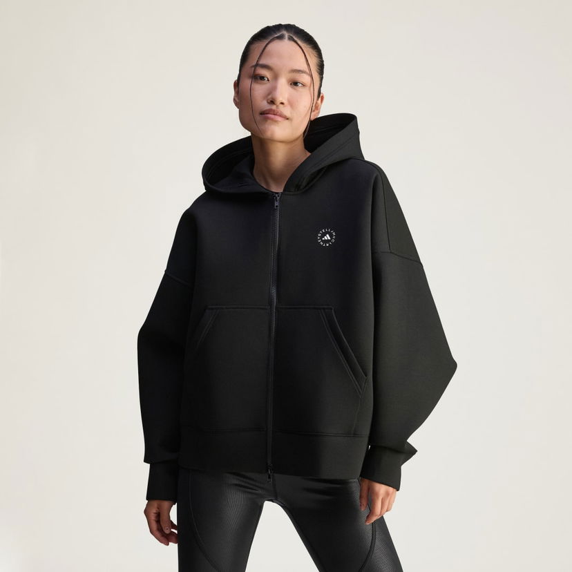 Pulover adidas Performance Stella McCartney Scuba Full-Zip Hoodie Črna | JV7036