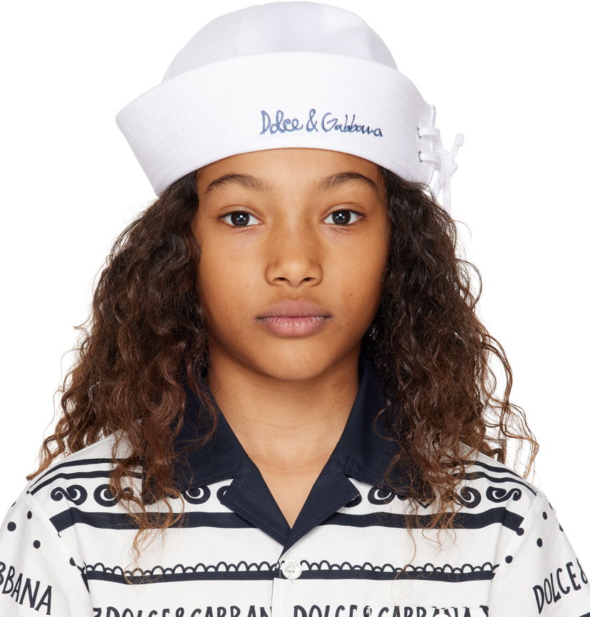 Klobuk Dolce & Gabbana Dolce&Gabbana Embroidered-Logo Sailor Hat Bela | LB5H53 G7O3B