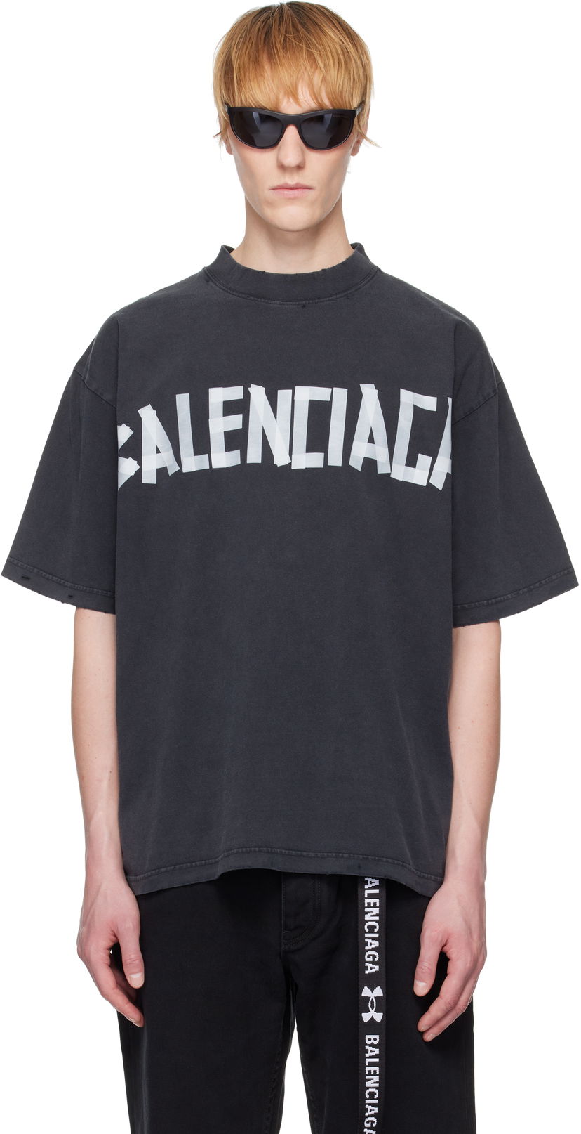 Majica Balenciaga Balenciaga Tape Type T-Shirt Črna | 764235TRVK1