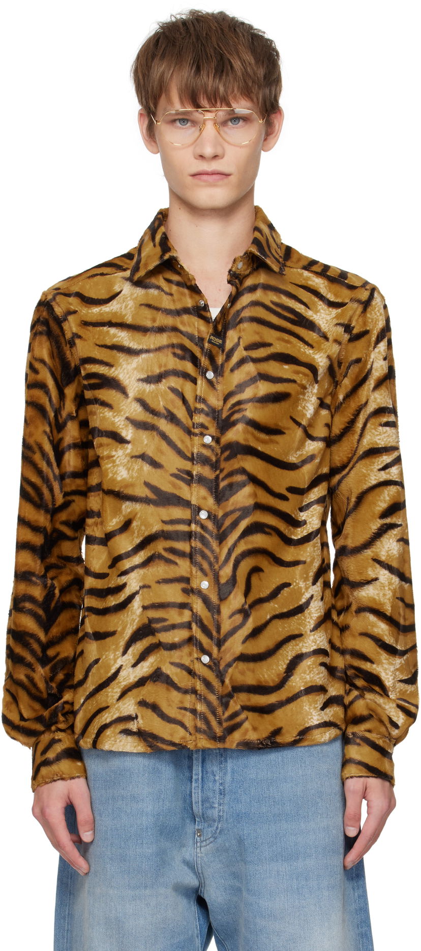Srajce Martine Rose Martine Rose Slim Fit Tiger Print Shirt Rjava | 483WF06719