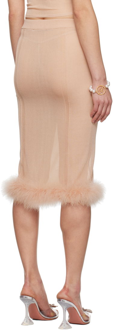 Krila Blumarine Blumarine Knit Midi Skirt with Feather Trim Bež | P522G234A, 2