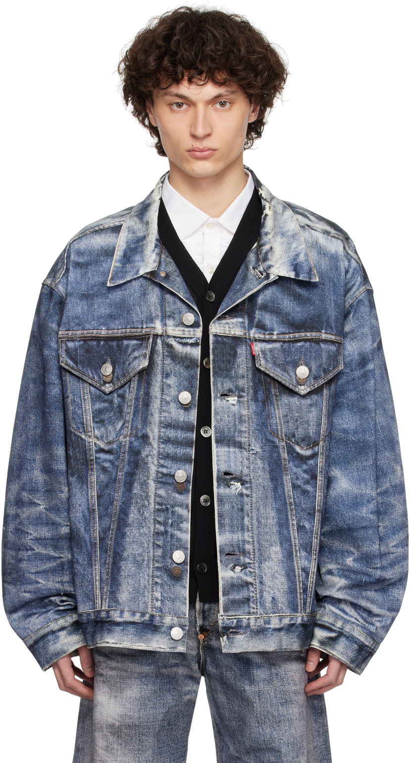 Jakna Junya Watanabe Junya Watanabe Levi's Edition Cotton Twill Inkjet Print Jacket Modra | WO-J911-100