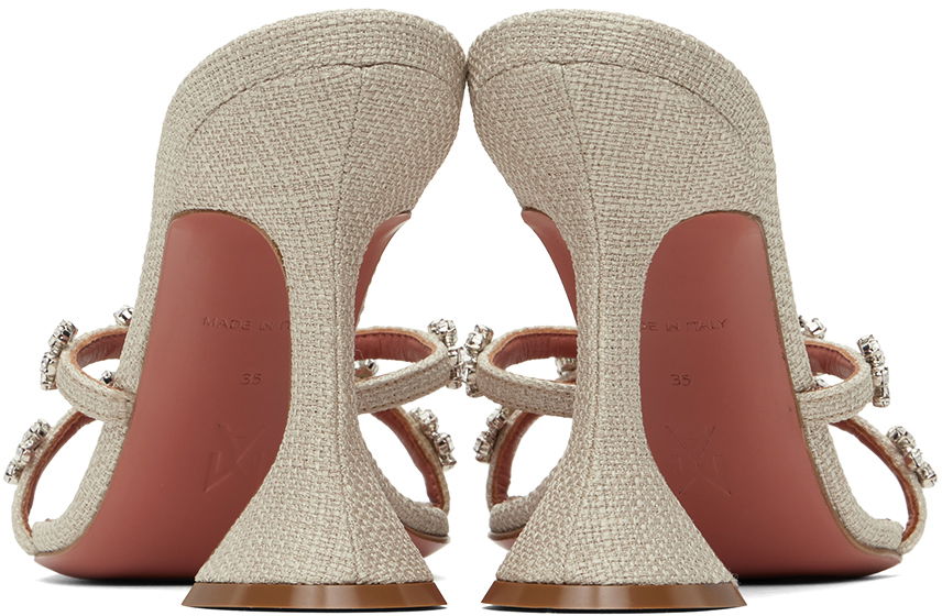 Modni dodatki Amina Muaddi Amina Muaddi Lily 95 Heeled Sandals Bež | LILY SLIPPER 95 CL CANVAS, 1
