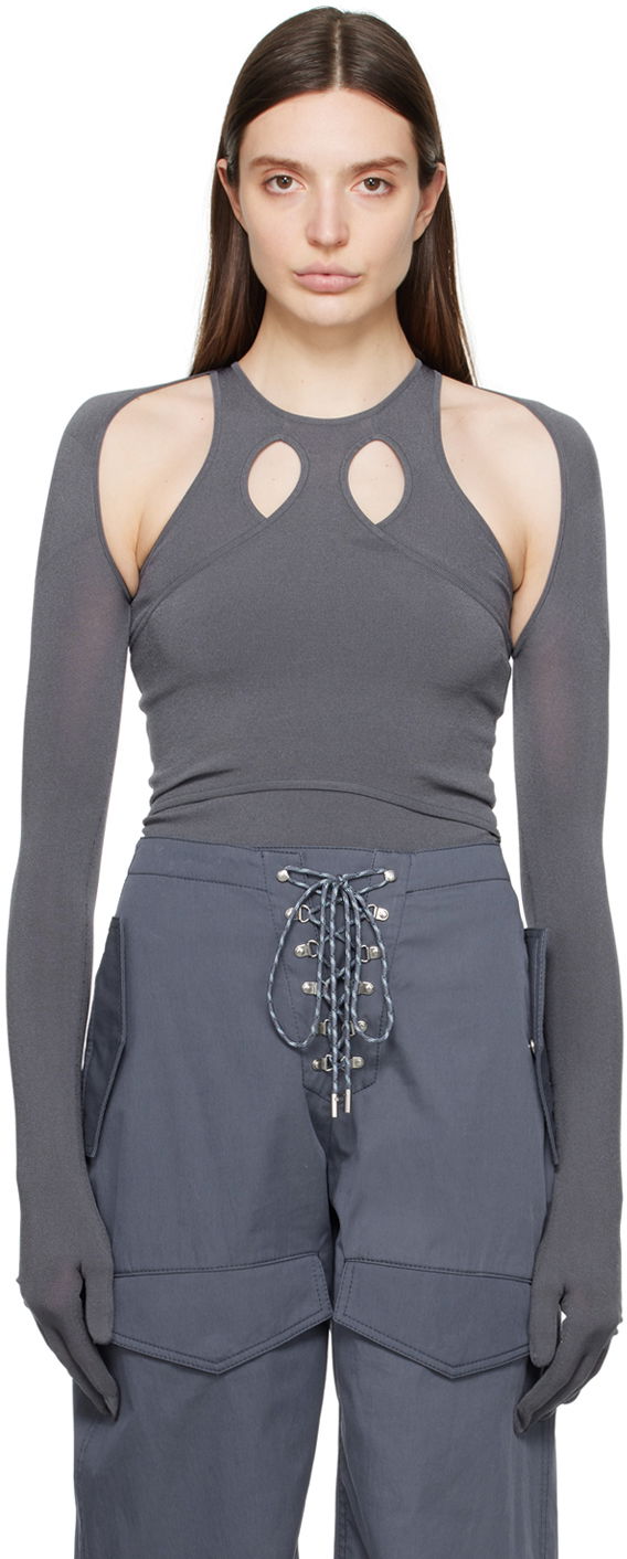 Majica brez rokavov Dion Lee Dion Lee Bolero Cutout Top Siva | C7245PS24