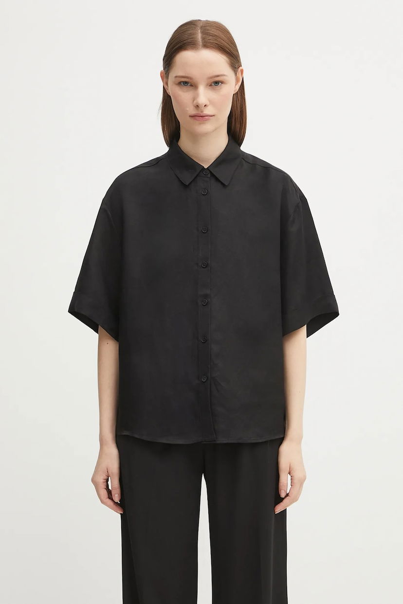 Srajce Anine Bing Anine Bing Coco Relaxed Linen-Blend Shirt Črna | A.07.11130