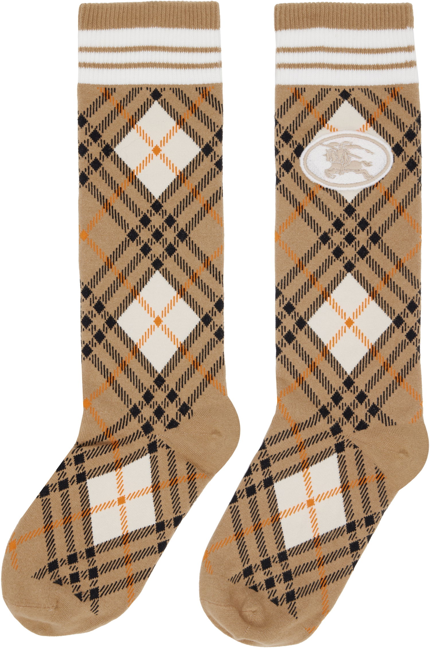 Nogavice Burberry Burberry Argyle Check Stretch Cotton Blend Socks Bež | 8113535, 1