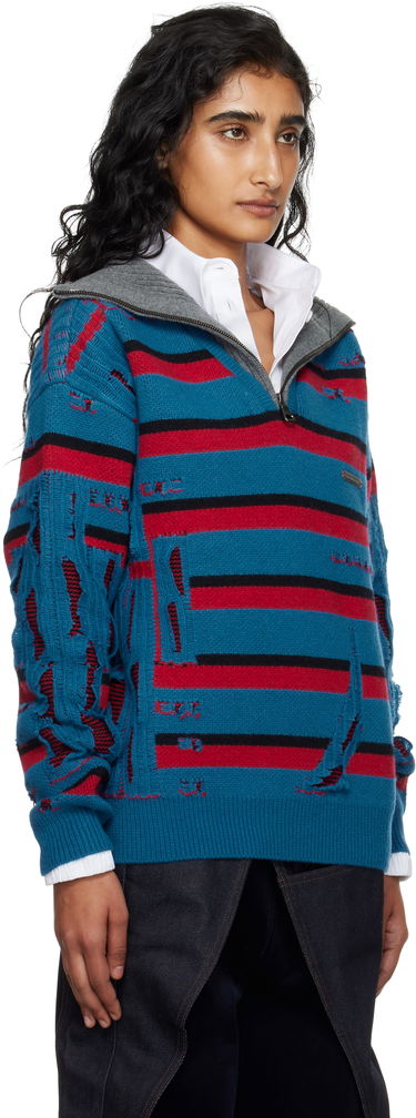 Pleteni pulover Andersson Bell Andersson Bell Stripe Jacquard Half Zip-Up Sweater Modra | atb1331m, 1