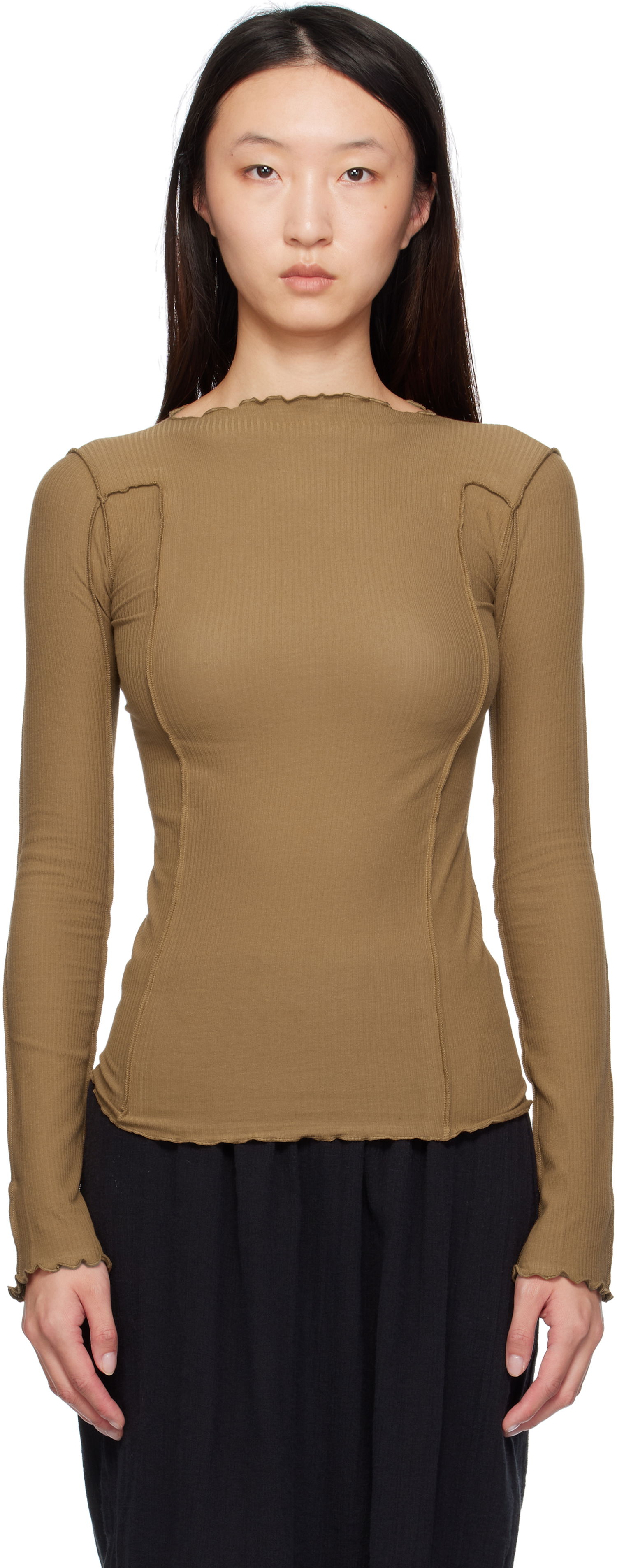 Majica Baserange Baserange Omato Long Sleeve T-Shirt Rjava | TTML-RB-SU25, 0